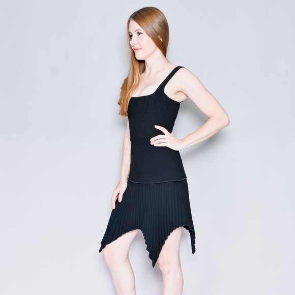 DION LEE Truss Pleat Black Mini Corset Dress 2 - Picture 7 of 8